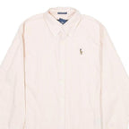 RALPH LAUREN Womens Cream & Pink Stripe Shirt UK 4 Slim Fit Button Down Collar