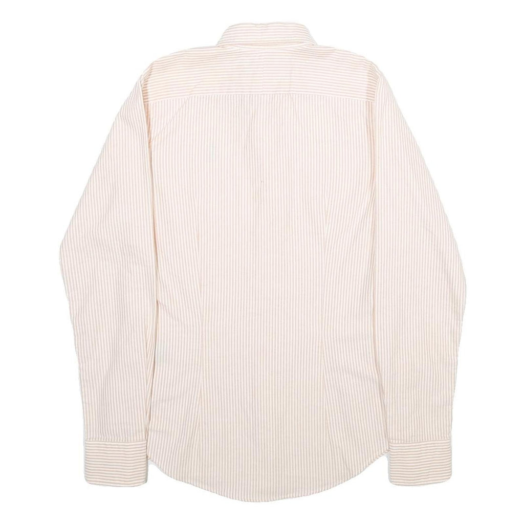 RALPH LAUREN Womens Cream & Pink Stripe Shirt UK 4 Slim Fit Button Down Collar