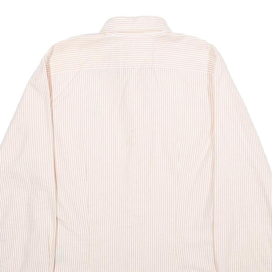 RALPH LAUREN Womens Cream & Pink Stripe Shirt UK 4 Slim Fit Button Down Collar