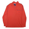 NAUTICA Mens Red Crew Neck L Sweatshirt Cotton Blend Pullover Zip Pocket