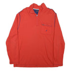 NAUTICA Mens Red Crew Neck L Sweatshirt Cotton Blend Pullover Zip Pocket
