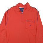 NAUTICA Mens Red Crew Neck L Sweatshirt Cotton Blend Pullover Zip Pocket