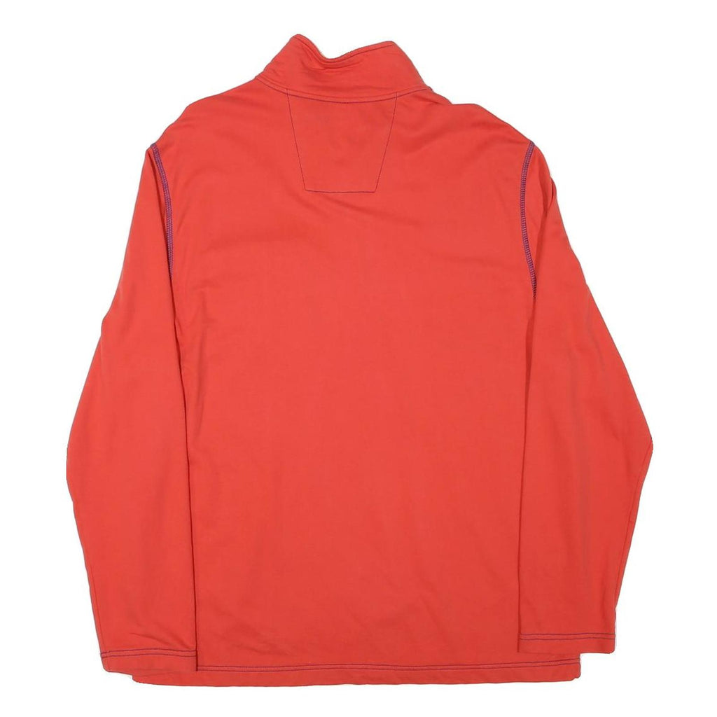 NAUTICA Mens Red Crew Neck L Sweatshirt Cotton Blend Pullover Zip Pocket