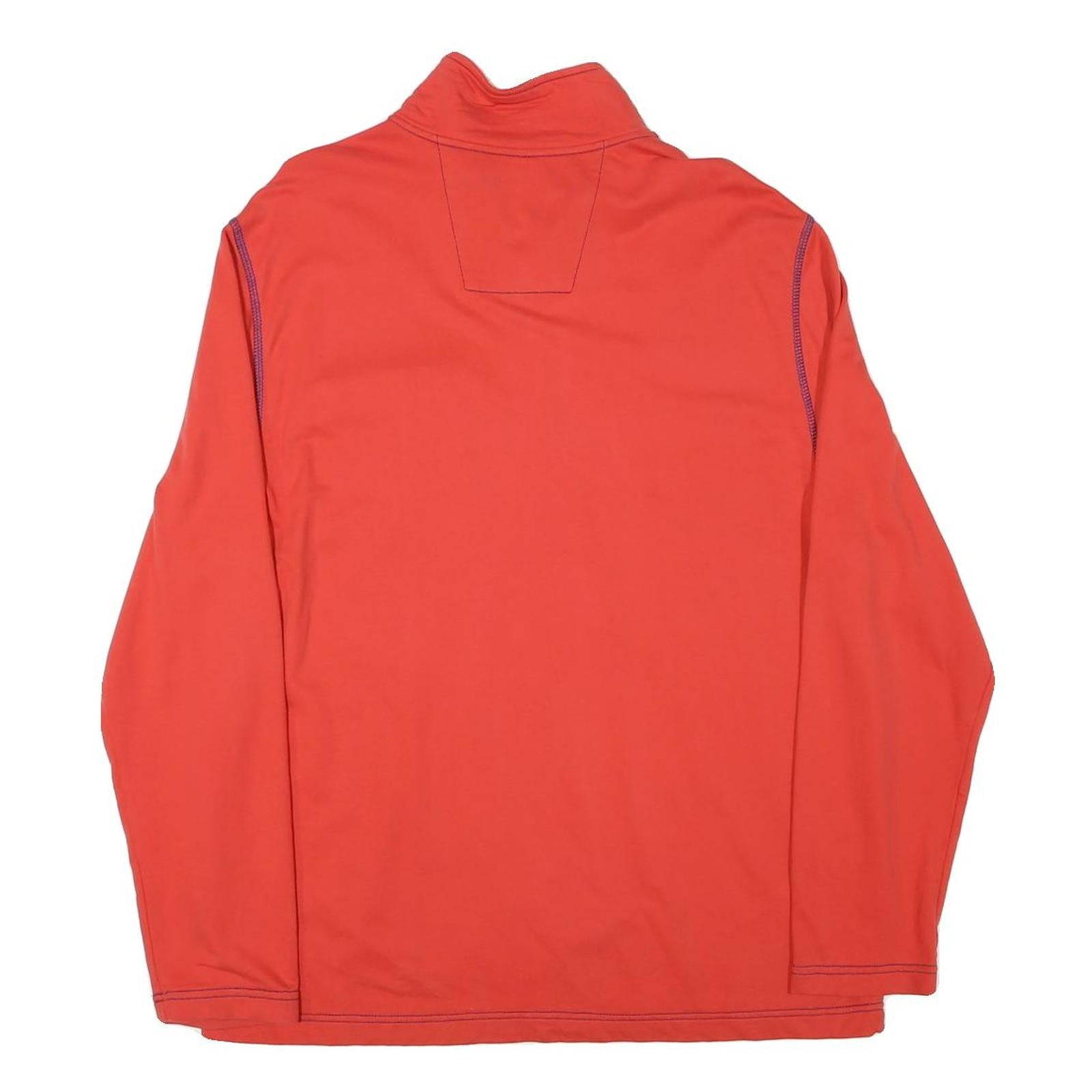 NAUTICA Mens Red Crew Neck L Sweatshirt Cotton Blend Pullover Zip Pocket