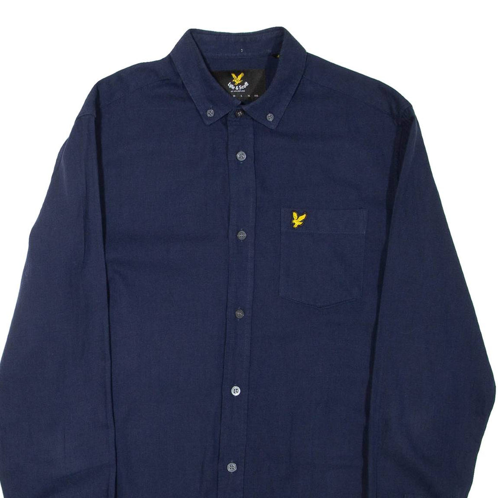 LYLE & SCOTT Mens Plain Shirt Blue Long Sleeve S
