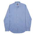 TOMMY HILFIGER Mens Blue Plain Shirt M Cotton Long Sleeve Relaxed Fit Workwear