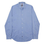 TOMMY HILFIGER Mens Blue Plain Shirt M Cotton Long Sleeve Relaxed Fit Workwear