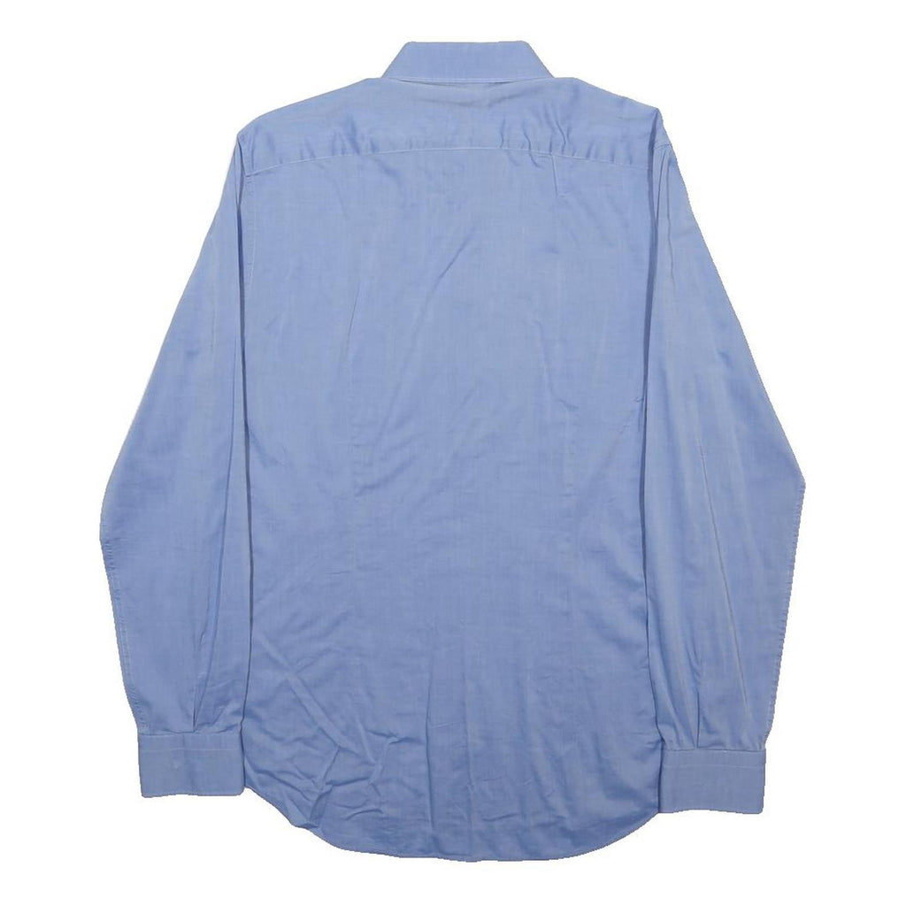 TOMMY HILFIGER Mens Blue Plain Shirt M Cotton Long Sleeve Relaxed Fit Workwear