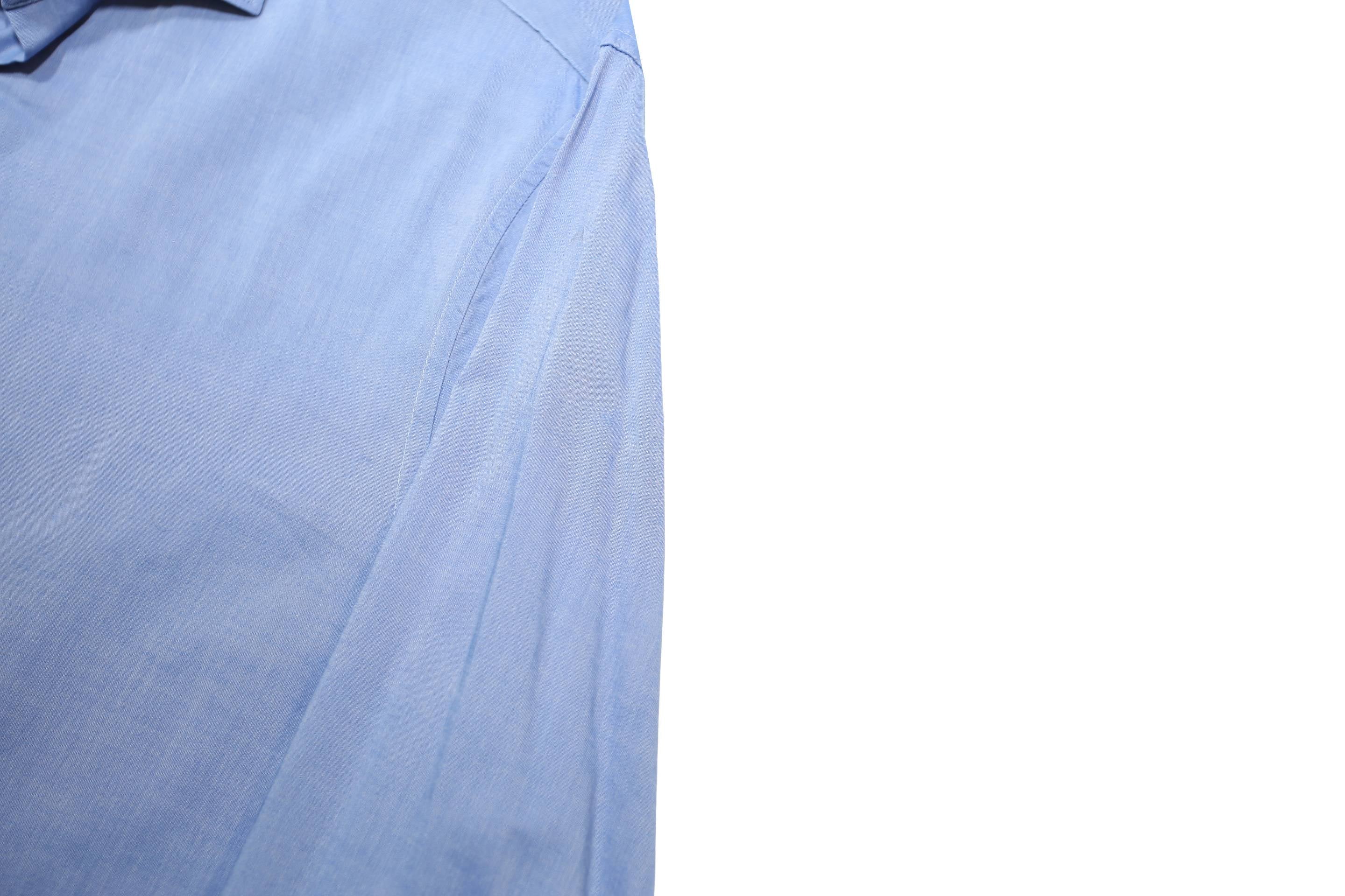 TOMMY HILFIGER Mens Blue Plain Shirt M Cotton Long Sleeve Relaxed Fit Workwear