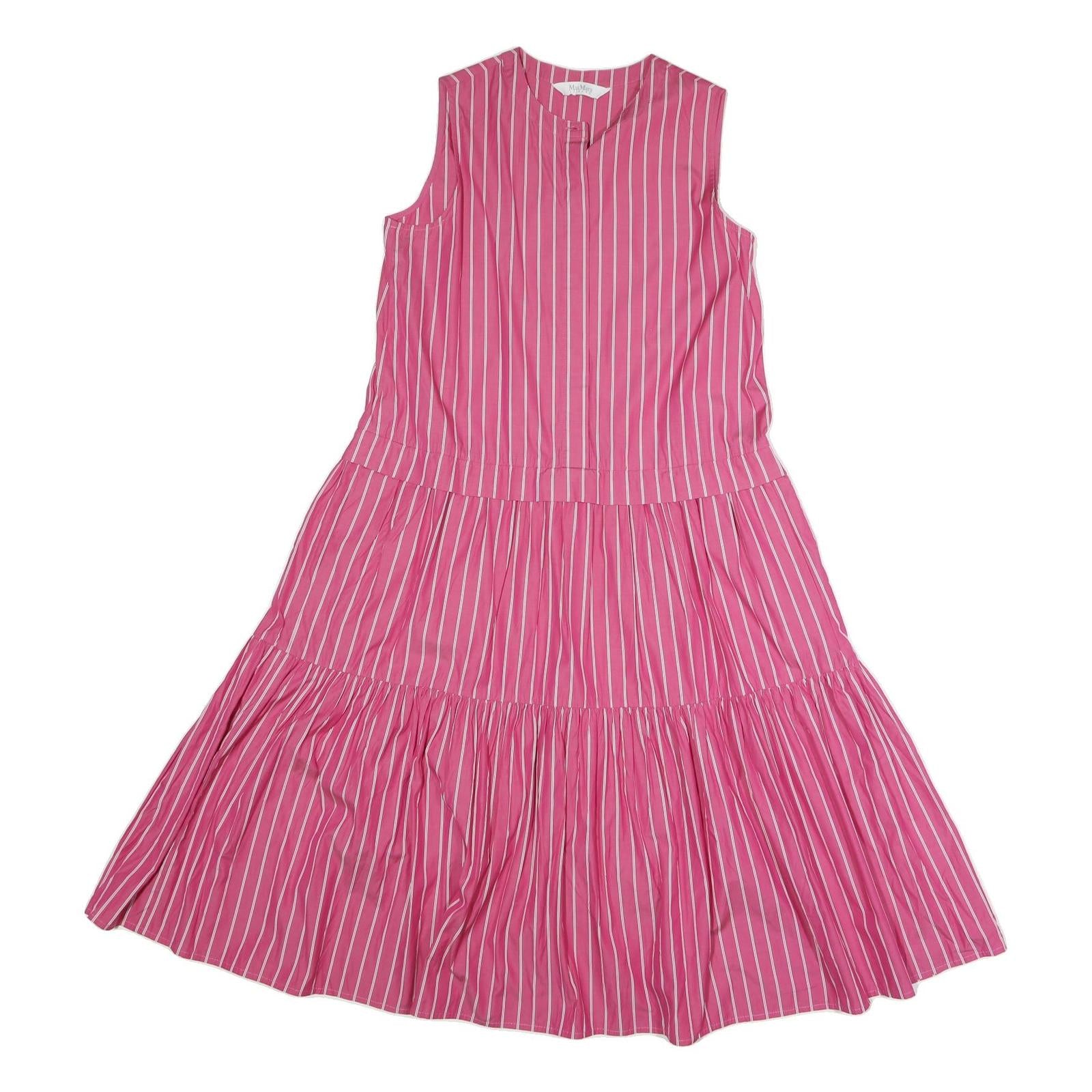 MAX MARA LEISURE Womens Pink & White Striped Day Cotton Blend Sleeveless Midi