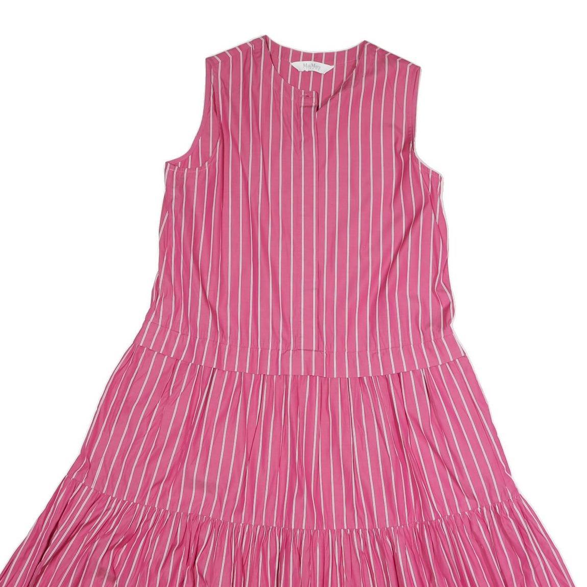 MAX MARA LEISURE Womens Pink & White Striped Day Cotton Blend Sleeveless Midi
