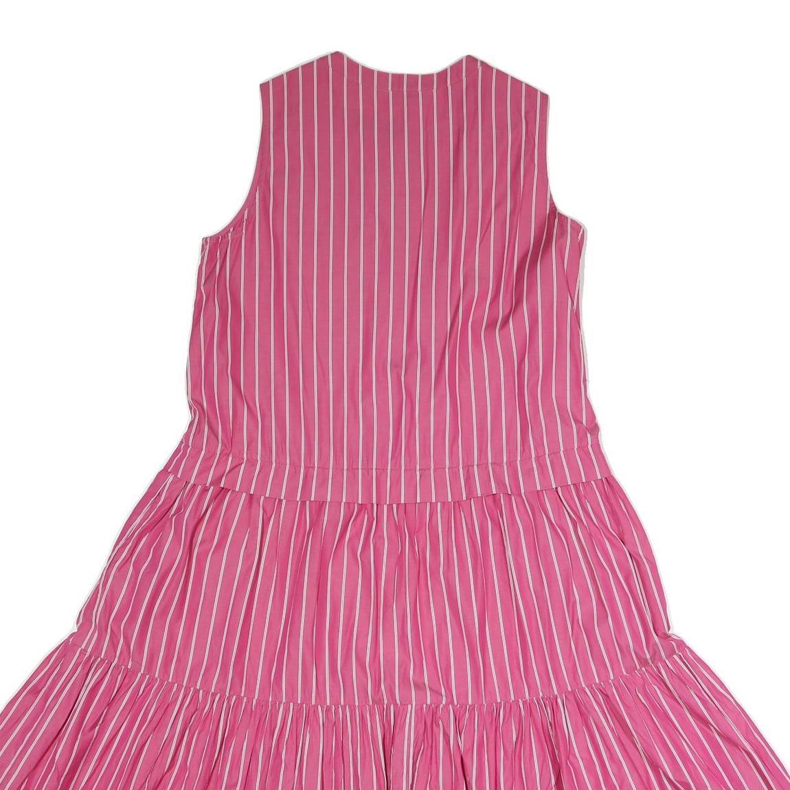 MAX MARA LEISURE Womens Pink & White Striped Day Cotton Blend Sleeveless Midi