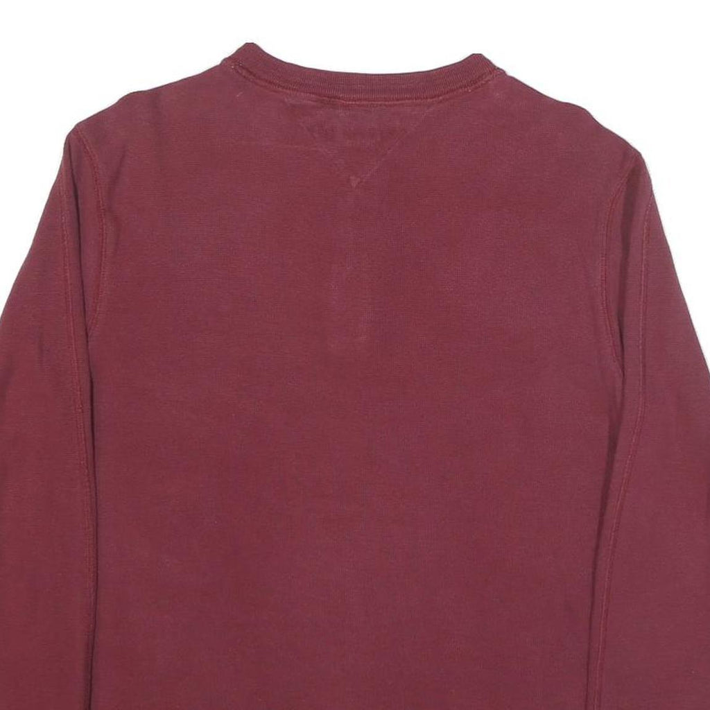 TOMMY HILFIGER Mens Maroon Henley Shirt M Long Sleeve Round Neck Casual Cotton