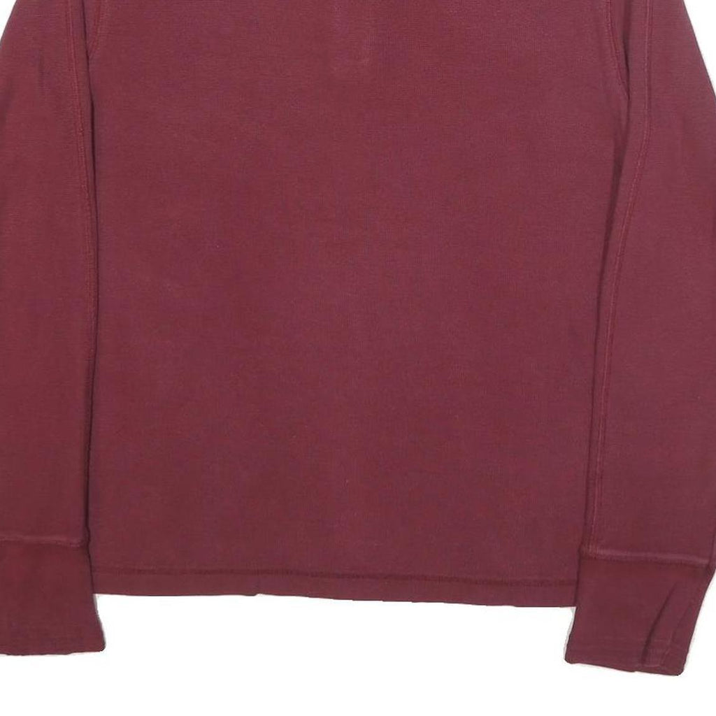 TOMMY HILFIGER Mens Maroon Henley Shirt M Long Sleeve Round Neck Casual Cotton