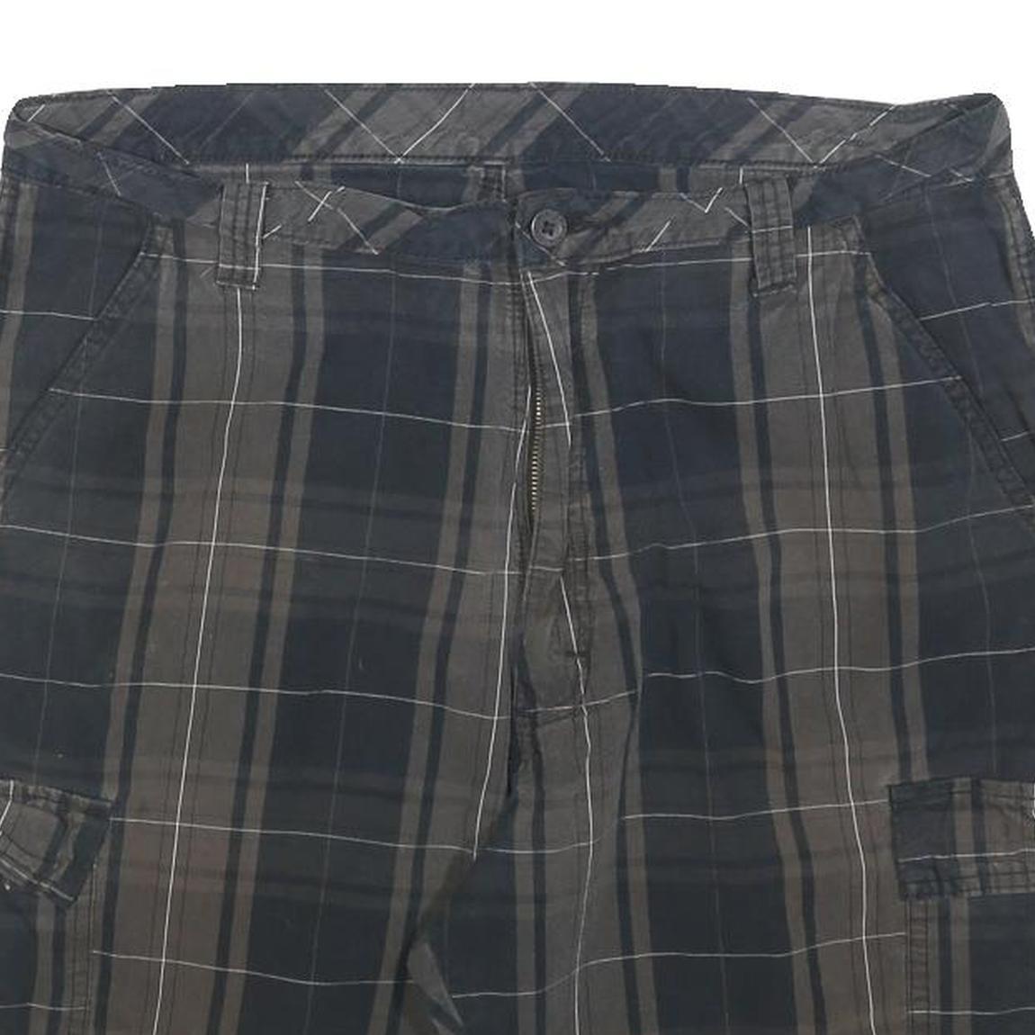 WRANGLER Mens Casual Shorts Blue & Brown Plaid L W36 Cargo Pockets