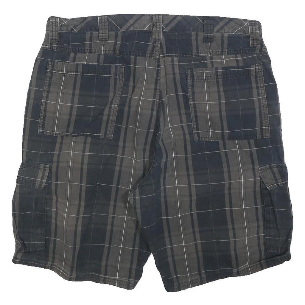 WRANGLER Mens Casual Shorts Blue & Brown Plaid L W36 Cargo Pockets