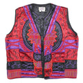 TROPICAL Mens Red & Purple Cotton Button Jacket L Embroidered Tribal Pattern