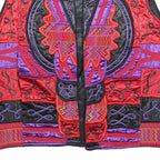 TROPICAL Mens Red & Purple Cotton Button Jacket L Embroidered Tribal Pattern