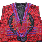 TROPICAL Mens Red & Purple Cotton Button Jacket L Embroidered Tribal Pattern