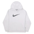NIKE Womens White Hoodie M Cotton Blend Pullover Crew Neck Casual Sportswear