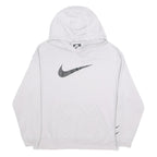 NIKE Womens White Hoodie M Cotton Blend Pullover Crew Neck Casual Sportswear
