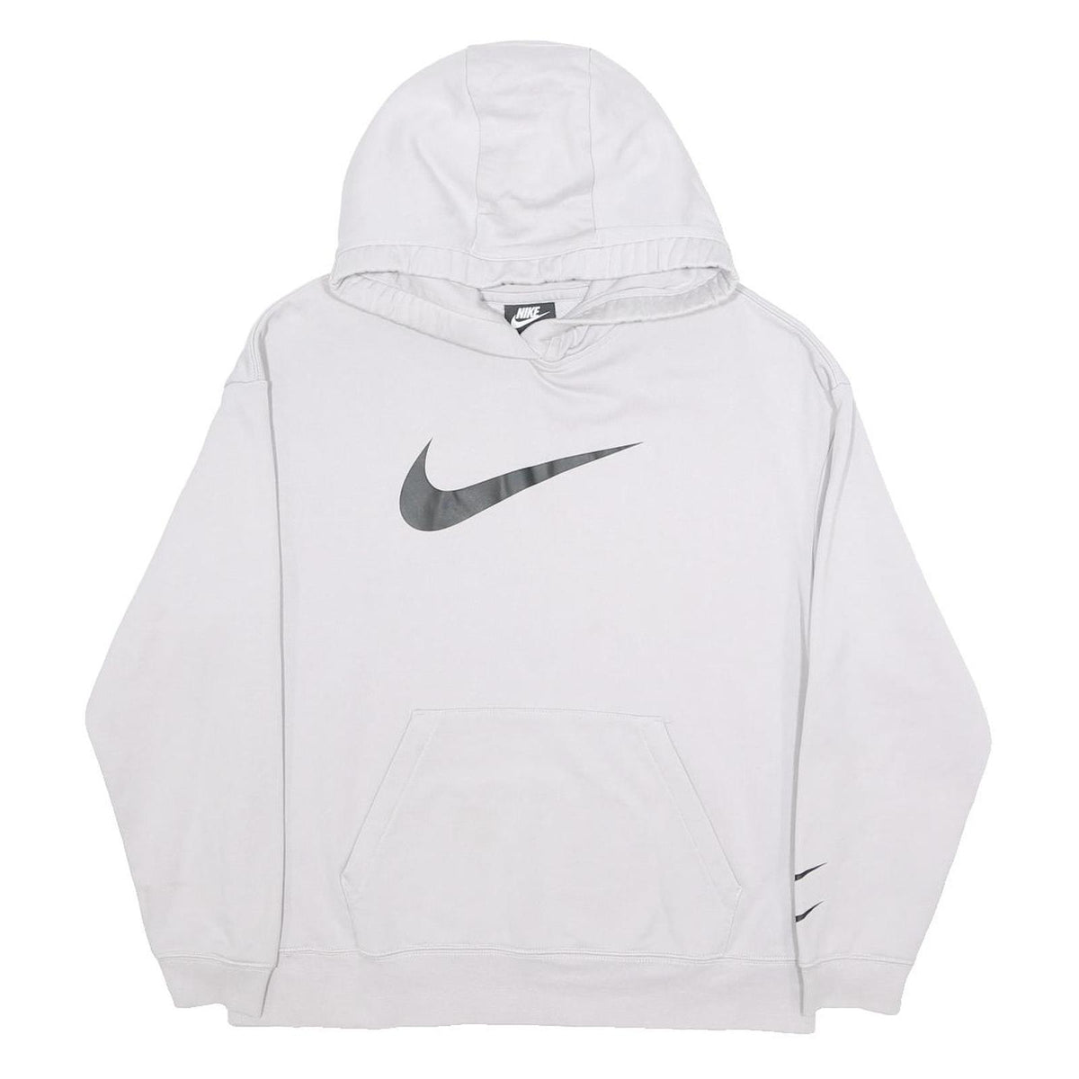NIKE Womens White Hoodie M Cotton Blend Pullover Crew Neck Casual Sportswear