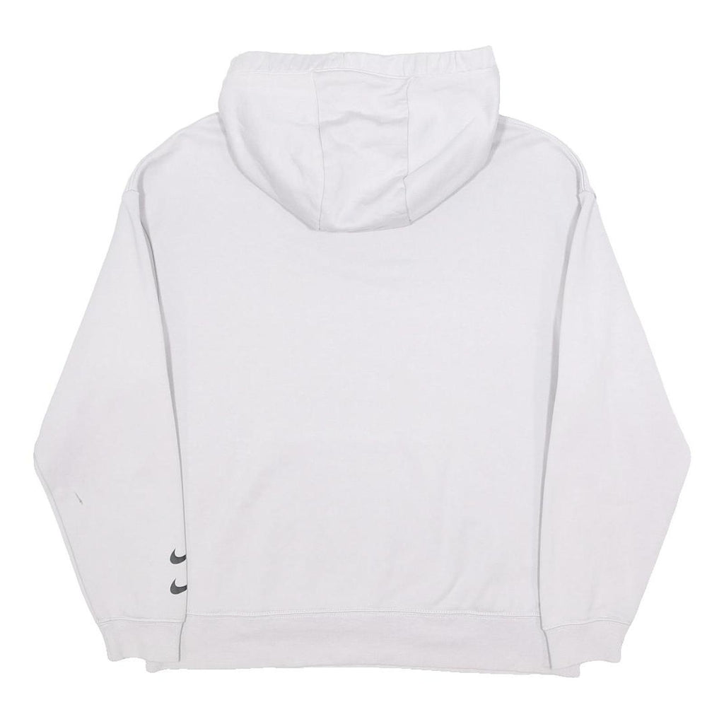 NIKE Womens White Hoodie M Cotton Blend Pullover Crew Neck Casual Sportswear