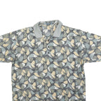 DESCENTE Mens Grey & Beige Abstract Print Short Sleeve Polo Shirt M Cotton Blend