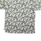 DESCENTE Mens Grey & Beige Abstract Print Short Sleeve Polo Shirt M Cotton Blend