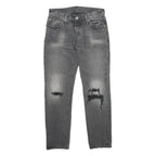 LEVI'S 501CT Womens Jeans Grey Classic Straight Denim Ripped W30 L28