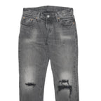 LEVI'S 501CT Womens Jeans Grey Classic Straight Denim Ripped W30 L28