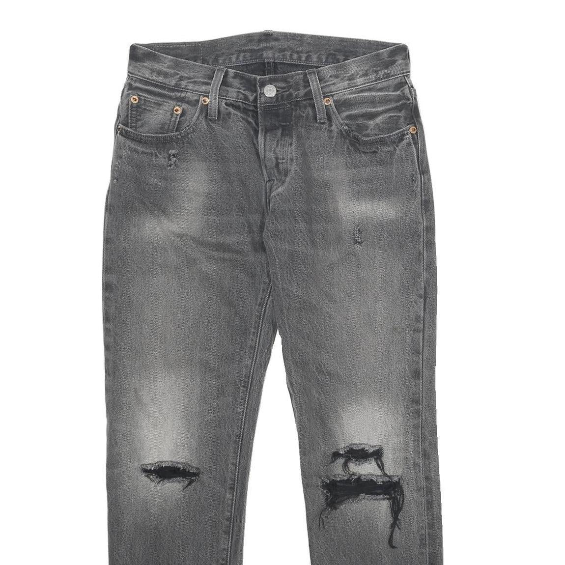 LEVI'S 501CT Womens Jeans Grey Classic Straight Denim Ripped W30 L28