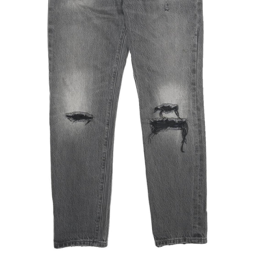 LEVI'S 501CT Womens Jeans Grey Classic Straight Denim Ripped W30 L28