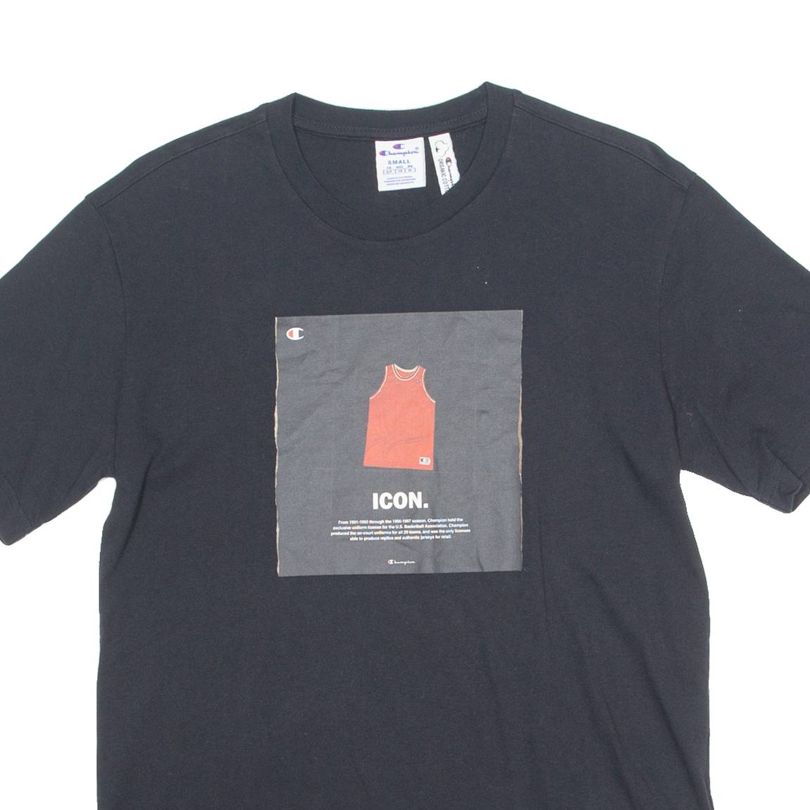 CHAMPION Basketball Mens T-Shirt Black Crew Neck S