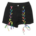 Womens Black Cotton Blend Shorts XS W26 Rainbow Lace-Up Detail Casual