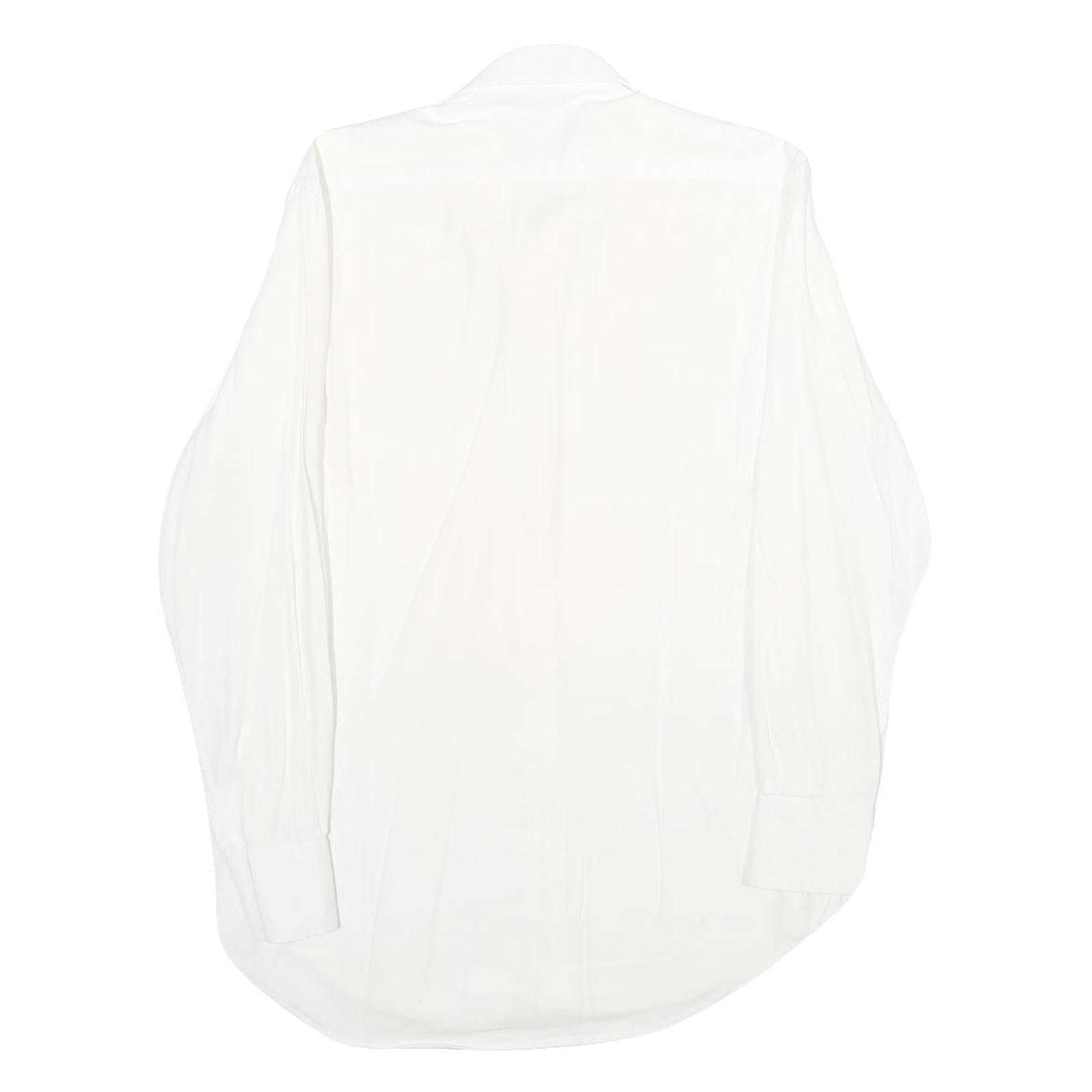 COVERI FACTORY Mens White Cotton Shirt M Classic Button Down Long Sleeve Casual