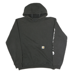 CARHARTT Mens Black Pullover Hoodie M Sleeve Logo Print Comfortable Cotton