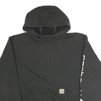 CARHARTT Mens Black Pullover Hoodie M Sleeve Logo Print Comfortable Cotton