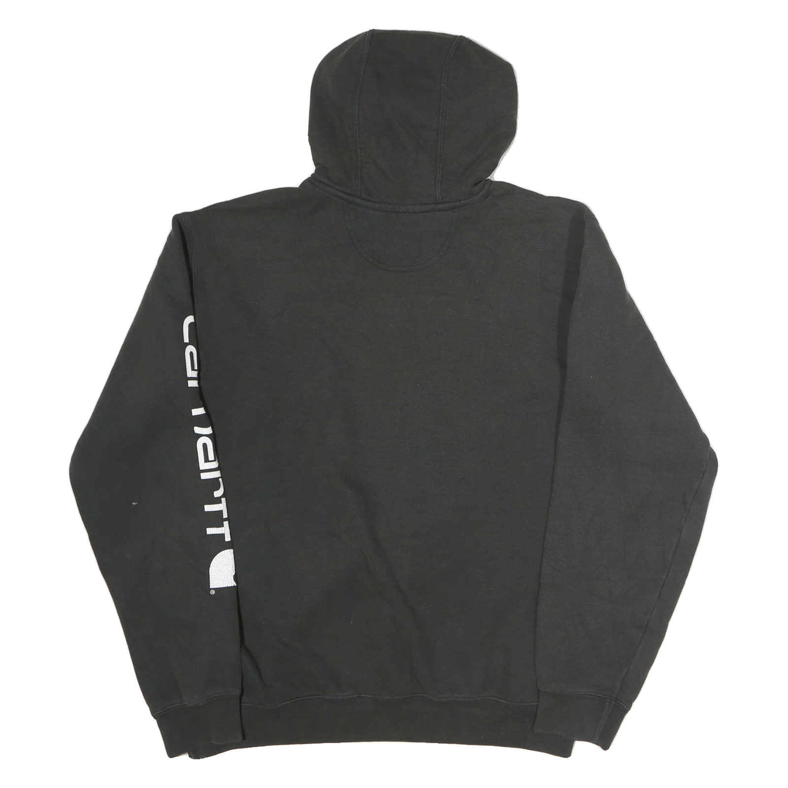 CARHARTT Mens Black Pullover Hoodie M Sleeve Logo Print Comfortable Cotton