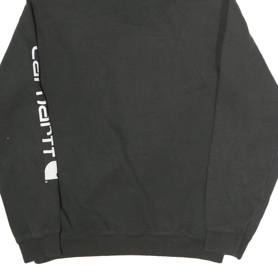 CARHARTT Mens Black Pullover Hoodie M Sleeve Logo Print Comfortable Cotton