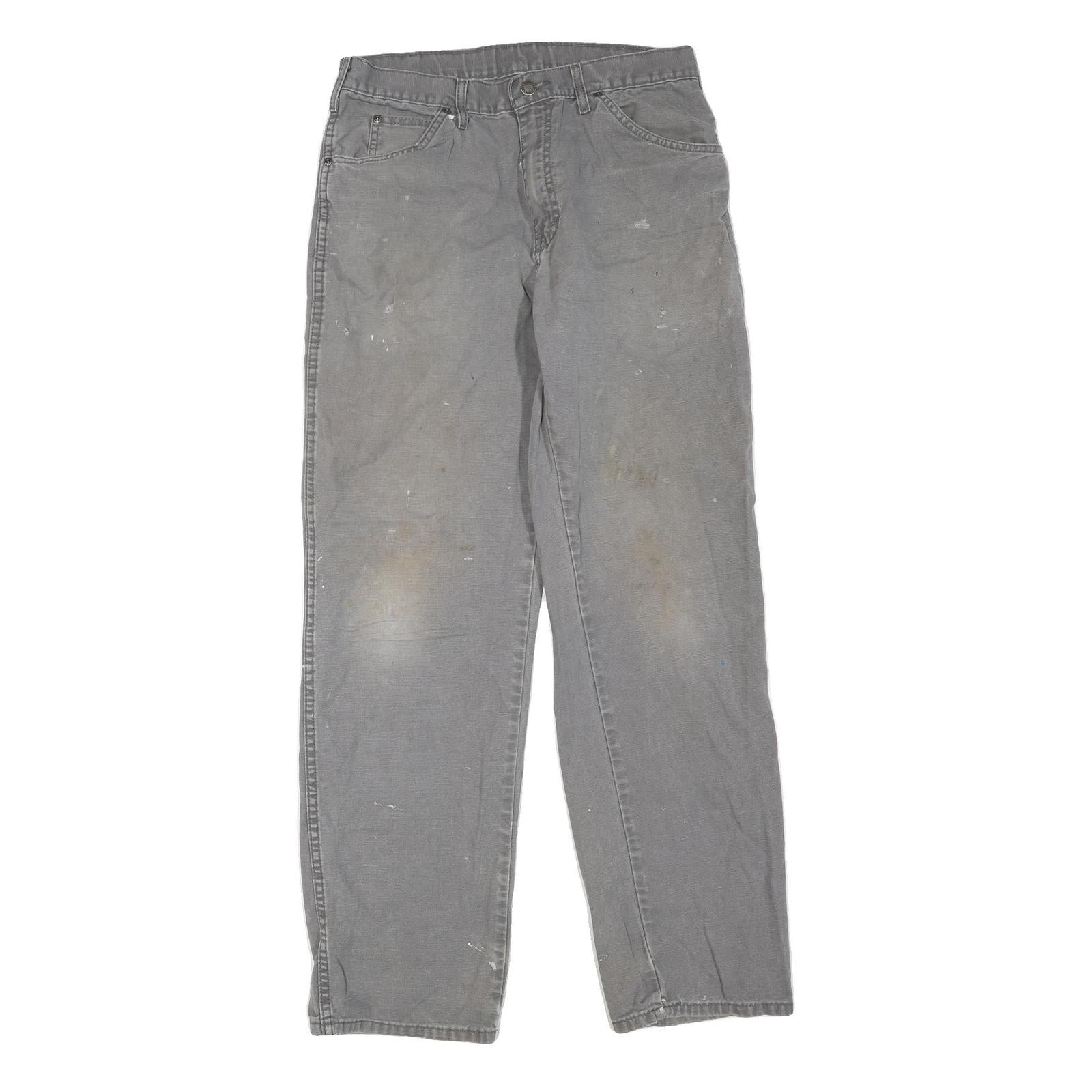 DICKIES Mens Regular Fit Grey Cotton Blend Denim Jeans W32 L32 Workwear Zip