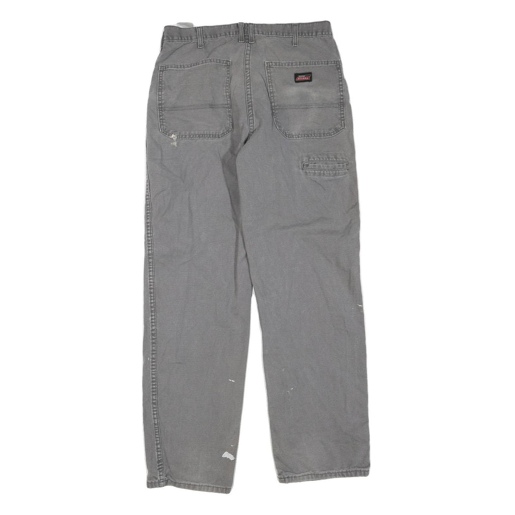 DICKIES Mens Regular Fit Grey Cotton Blend Denim Jeans W32 L32 Workwear Zip
