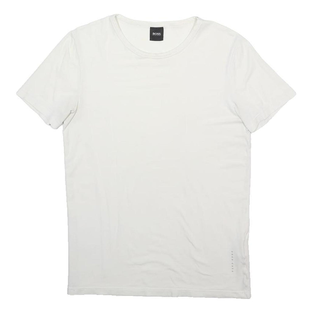BOSS HUGO BOSS Mens White Crew Neck Short Sleeve T-Shirt S Cotton Blend Casual