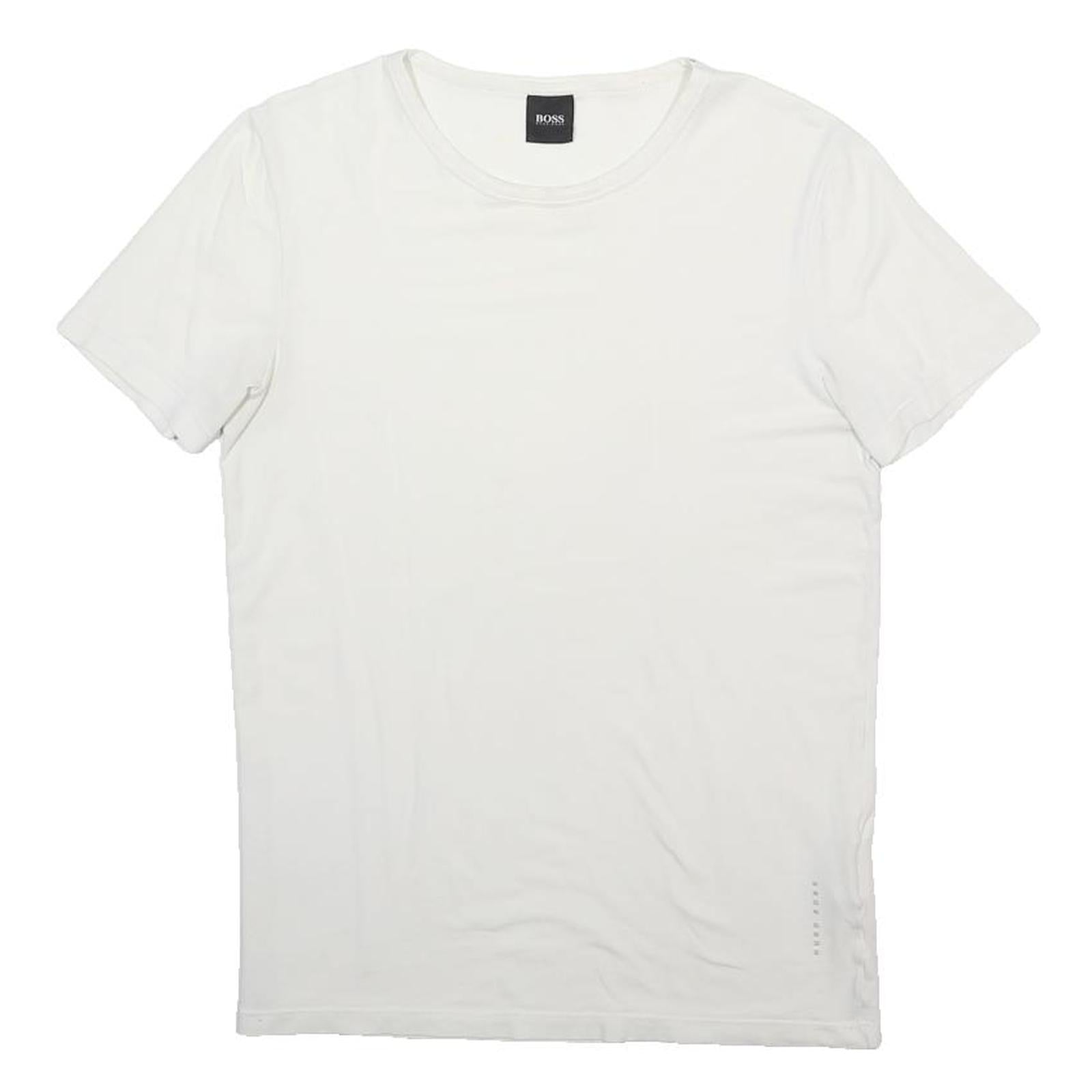 BOSS HUGO BOSS Mens White Crew Neck Short Sleeve T-Shirt S Cotton Blend Casual