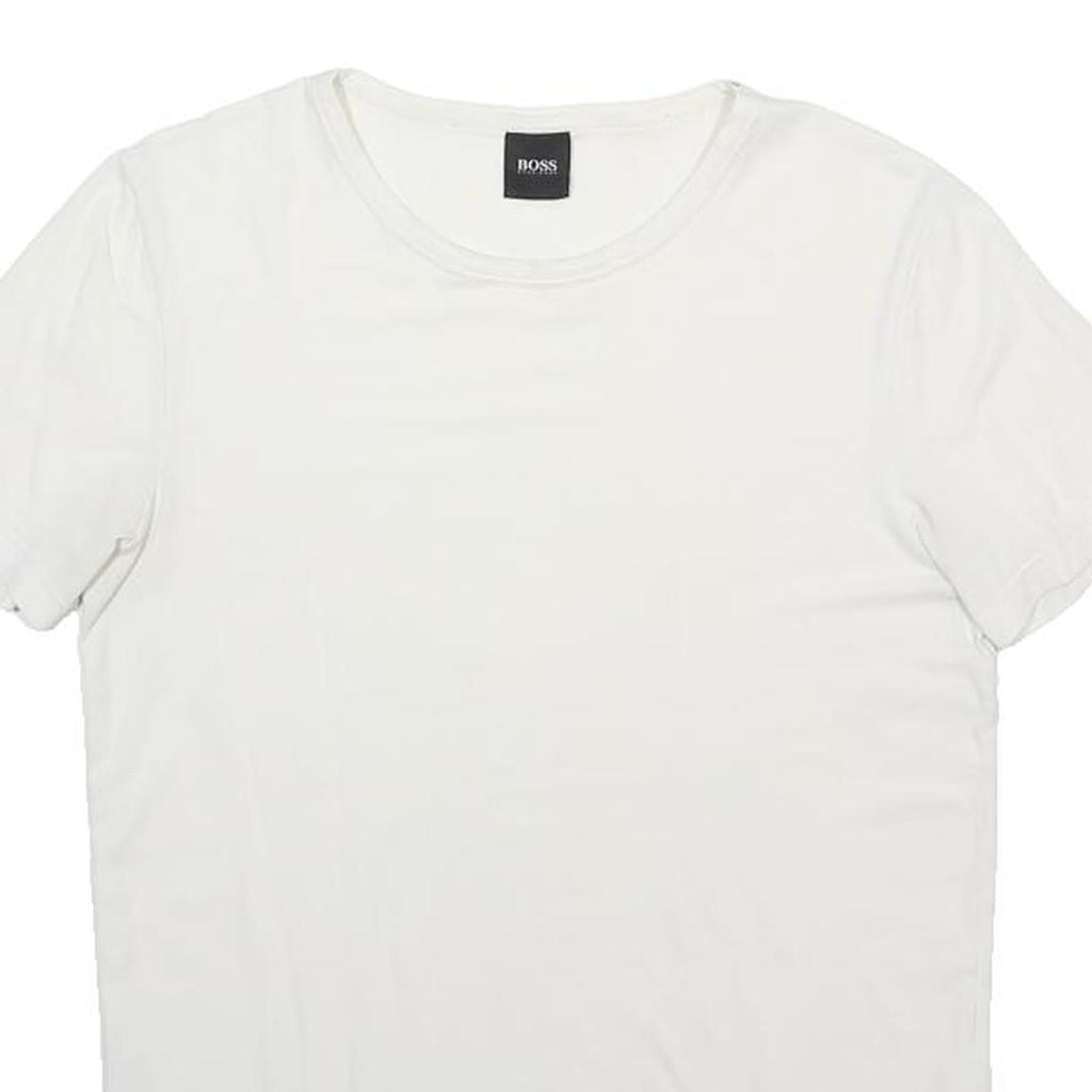 BOSS HUGO BOSS Mens White Crew Neck Short Sleeve T-Shirt S Cotton Blend Casual