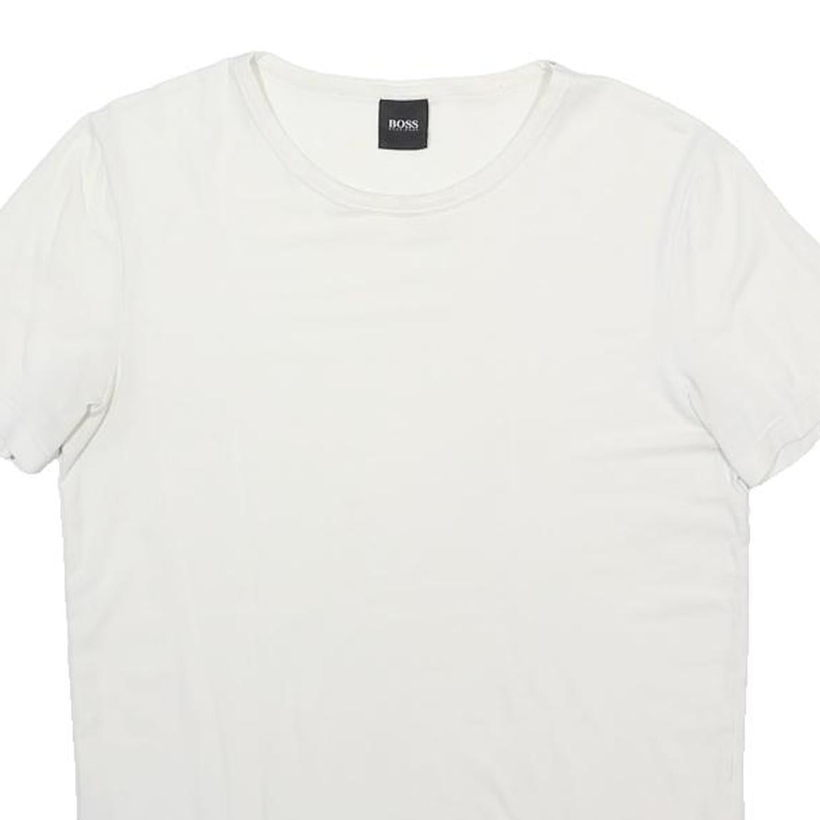 BOSS HUGO BOSS Mens White Crew Neck Short Sleeve T-Shirt S Cotton Blend Casual