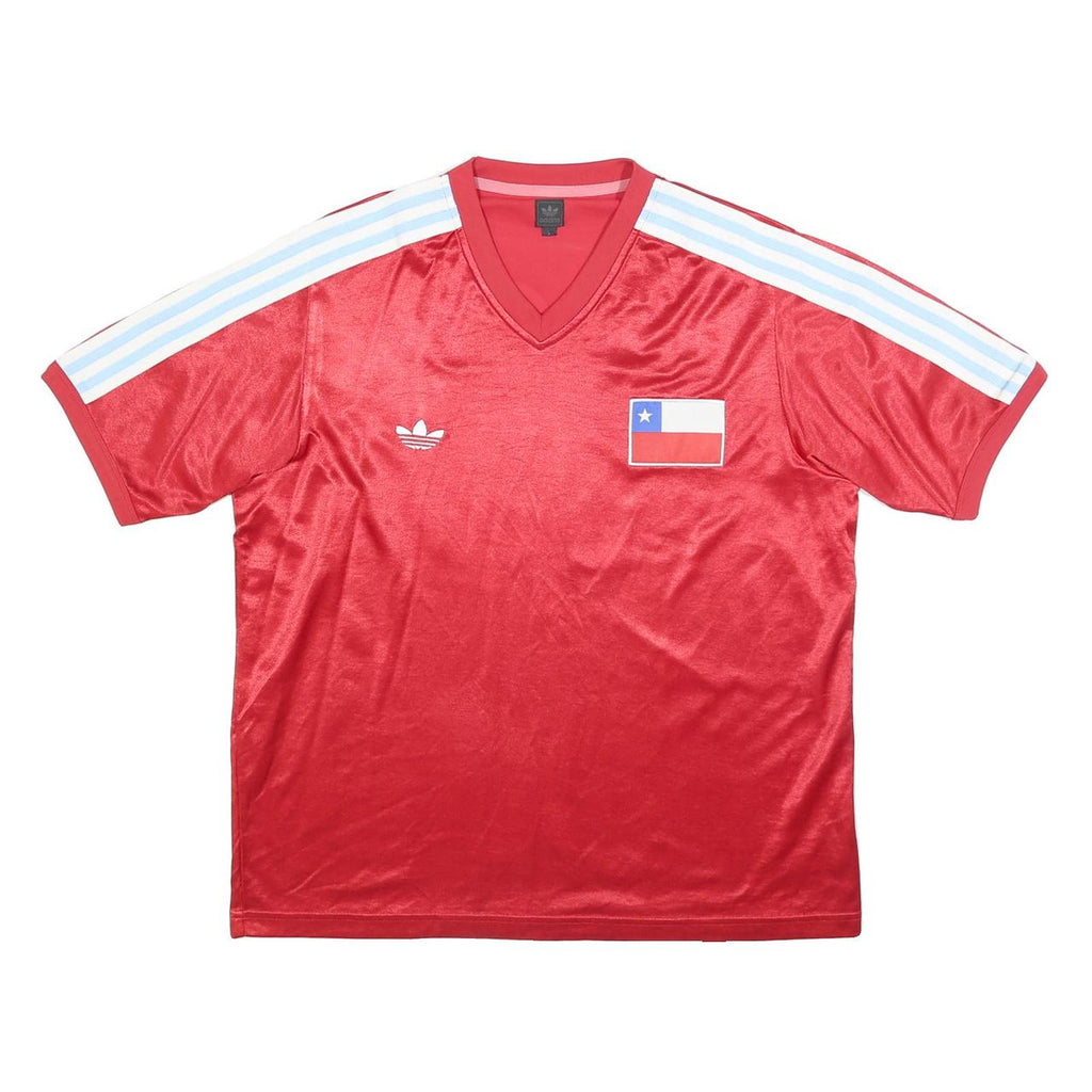 ADIDAS Originals 2003-4 Chile Mens Red Football T-Shirt L Short Sleeve V-Neck