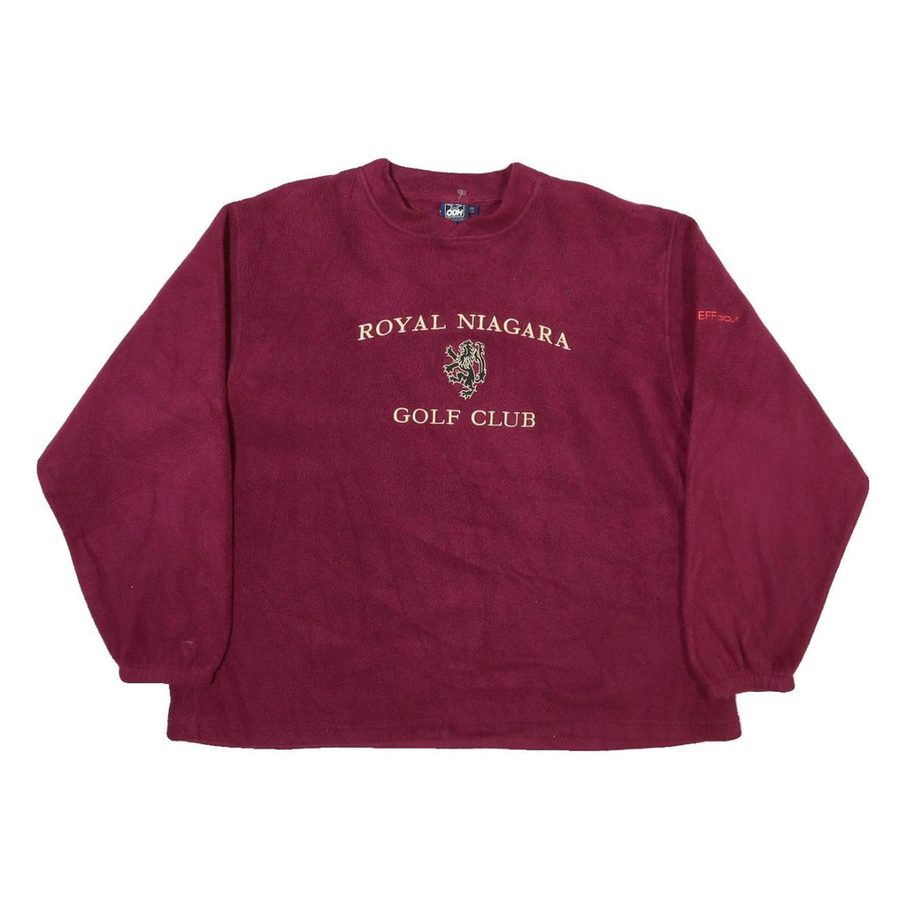 ODH Womens Maroon Royal Niagara Golf Club Plain Crew Neck Basic Knit L Jumper