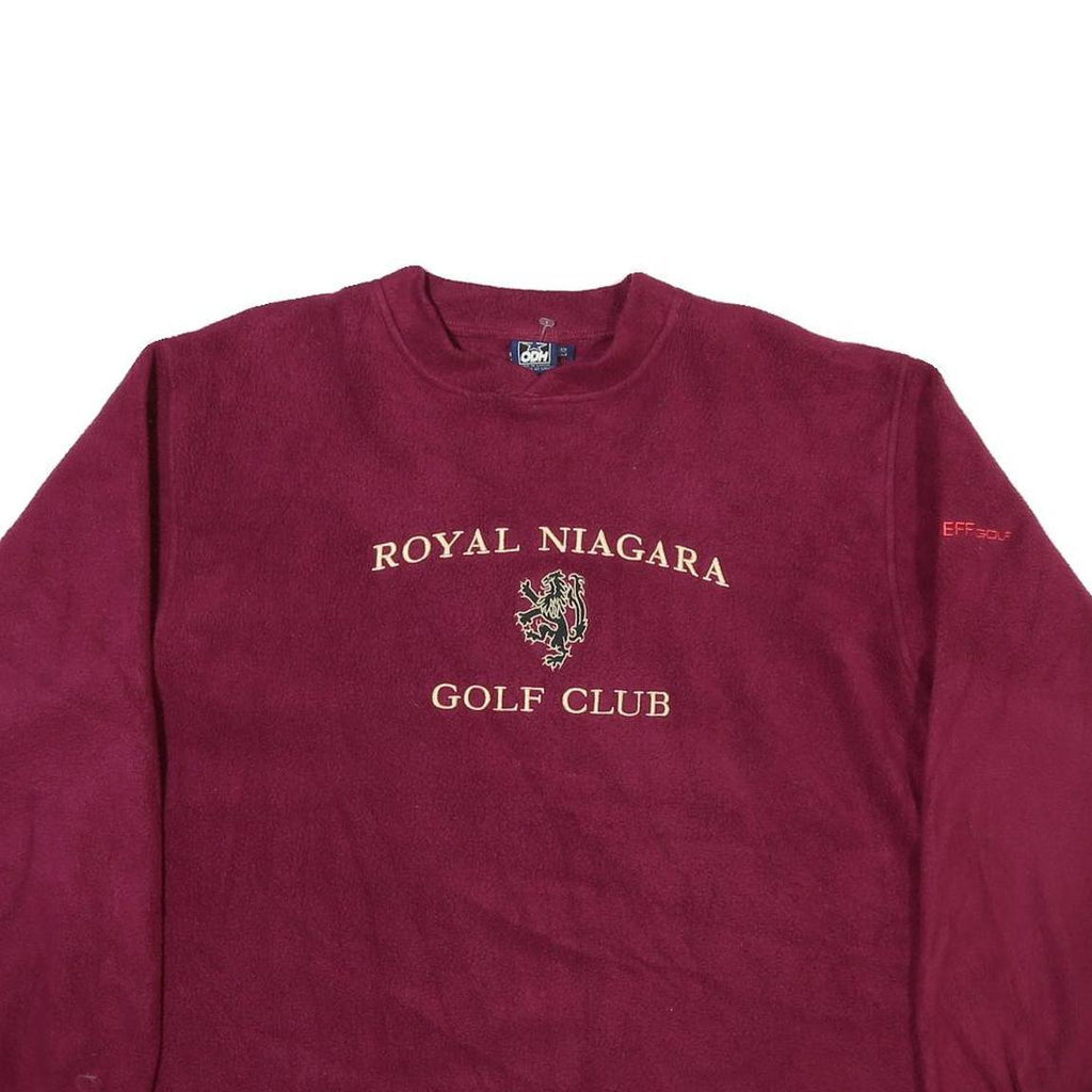 ODH Womens Maroon Royal Niagara Golf Club Plain Crew Neck Basic Knit L Jumper