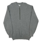 Mens Grey Plain Pullover Jumper Crew Neck Wool Blend L Thick Knit